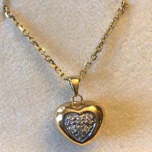 14K Gold Heart Necklace with Pave Diamonds